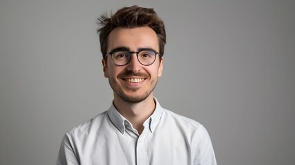 Confident and Friendly Young Manager Posing in Corporate Office Setting