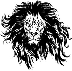 Obraz premium Majestic black and white stencil lion, A powerful and elegant design. 