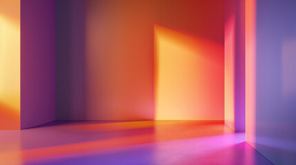 The gradient featuring a spectrum from warm sunset orange to cool lavender, Ideal for creative designs, background, with copy space