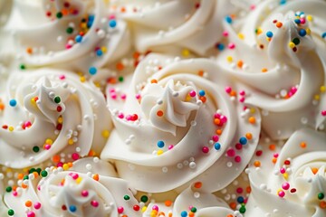 A close-up view of a plate filled with cupcakes topped with colorful sprinkles, creating a festive and delightful treat - Powered by Adobe