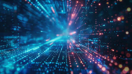 Naklejka premium Blurred technology business background wallpaper backdrop, telecommunications, cybersecurity, connectivity and network