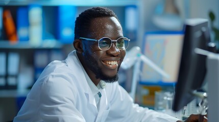 Enthusiastic Biological Scientist Conducting Thorough Research in Modern Laboratory Setting