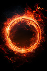Front view of red and blue energy circle on black background