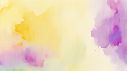 Obraz premium Colorful Purple green yellow beige and orange watercolor background of abstract with paint blotches and soft blurred texture