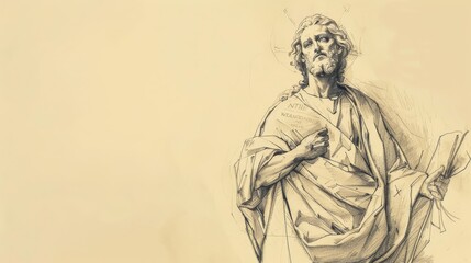 Fototapeta premium Biblical Illustration: Warning Against Altering Prophecy, Jesus Promises Return, Beige Background, Copyspace