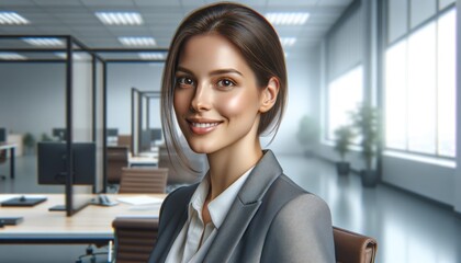 Smiling Female Executive in Office
