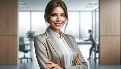 Smiling Businesswoman in Modern Office
