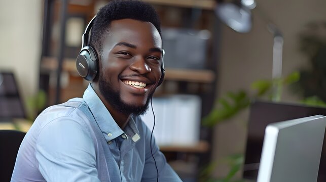 Smiling Financial Services Representative Assisting Customer Through Phone