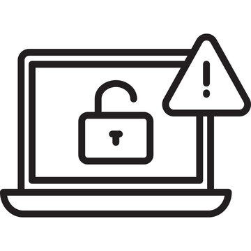 laptop open lock warning sign clip art preview