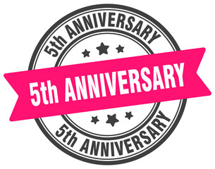 5th anniversary stamp. 5th anniversary label on transparent background. round sign