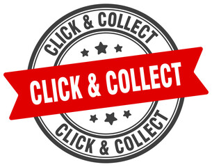 Fototapeta premium click & collect stamp. click & collect label on transparent background. round sign