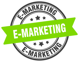 e-marketing stamp. e-marketing label on transparent background. round sign