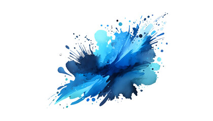 Dynamic blue watercolor splash against a transparent  background, showcasing fluidity, creativity, and artistic expression in vibrant shades.
