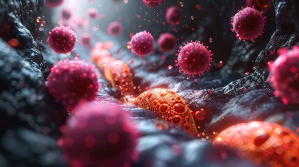 Obraz premium Process of absorption of vitamin K in the intestine and its role in blood clotting.