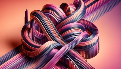 Stunning abstract 3D illustration of twisting ribbons in vibrant gradient colors, creating a dynamic and visually captivating design.