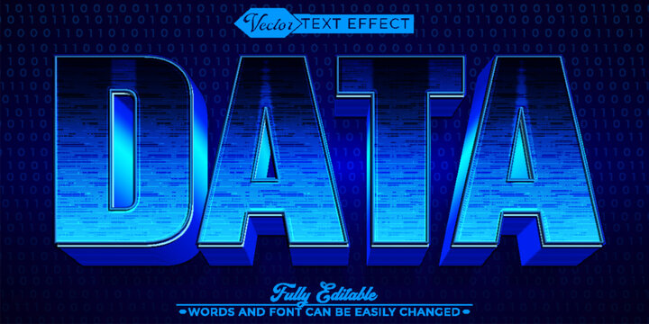 Blue Code Data Vector Editable Text Effect Template