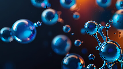 Naklejka premium Abstract Blue Liquid Bubbles In Motion background