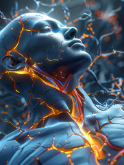 Illustration of the destruction of the human figure, a disease created by artificial intelligence