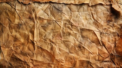 Fototapeta premium Worn parchment in brown with a retro look and crumpled surface.
