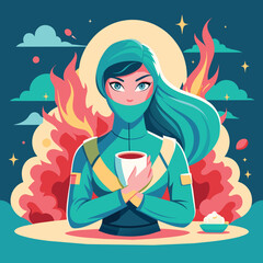 vector_ninja_girl_drink_coffee_00013.eps