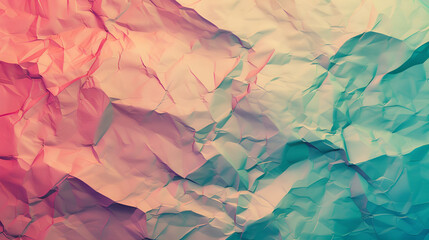  a section of crumpled wrapping paper overlaid with colors ,delicately crumpled paper with a soft gradient from pink to blue and purple abstract background of crumpled paper in blue and pink colors