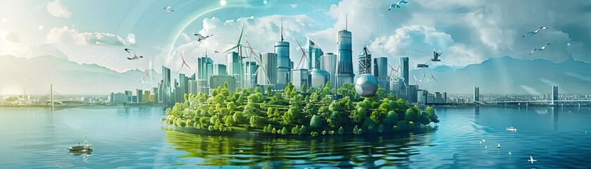 Obraz premium A beautiful digital painting of a futuristic city