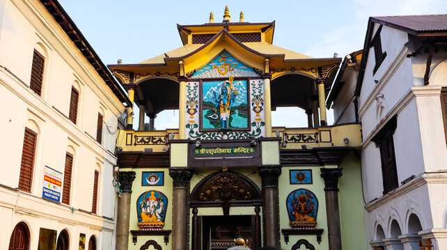 Main Entrance of Pashupatinath Temple, it Dedicated to Lord Shiva, temple existence Recorded as Early 400 C.E. Kathmandu, Nepal.