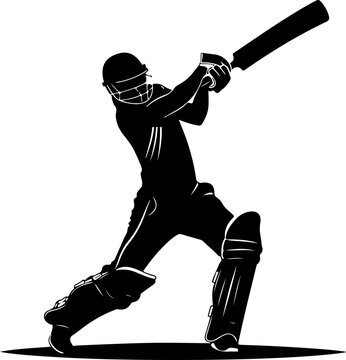 recommend clip art: Silhouette of a Batsman Playing Cricket