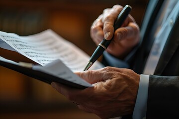 Person writing song lyrics pen paper