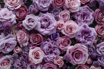 A seamless illustration of vibrant lavender roses