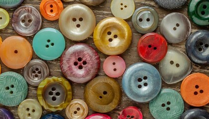 buttons on a wooden background