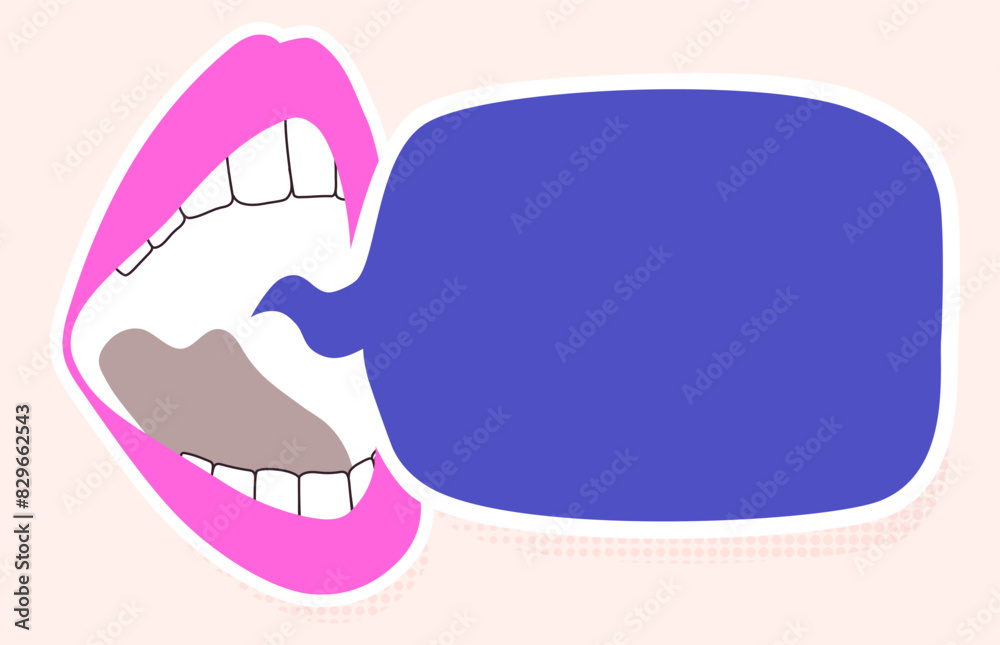 Wall mural mouth speak speech bubble copy space cartoon style vector