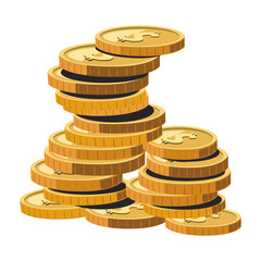 Coins pile of coins vector style