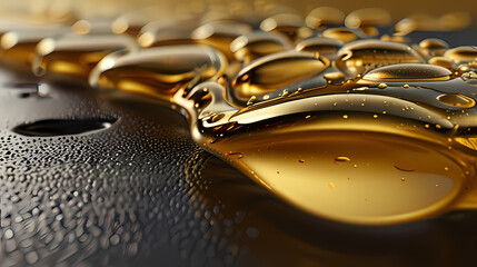 Abstract Gold Liquid Bubbles In Motion background