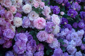 Obraz premium A bed of beautiful lavender, pink and purple flowers