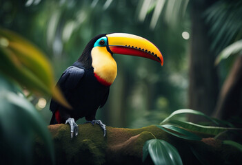 Obraz premium Giant Toucan at the nature on branch 