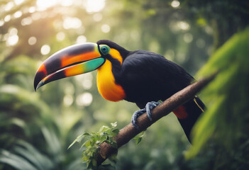 Obraz premium Giant Toucan at the nature on branch 