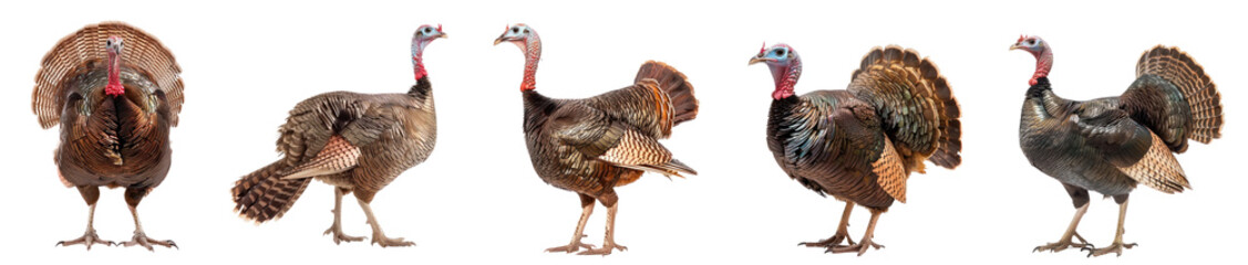 Turkey bird side view full body isolate on transparency background PNG