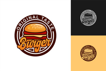 Burger logo Illustration sticker emblem label design premium Modern logo