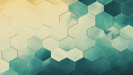 Elegant Abstract Geometric Design with Teal and Beige Accents
