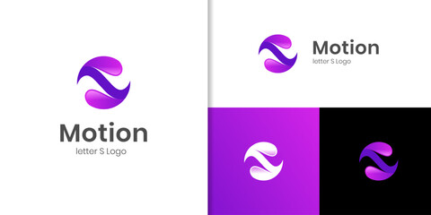 Dynamic Letter S Abstract Motion Logo Design with Circular Waves. Modern and Energetic Concept design