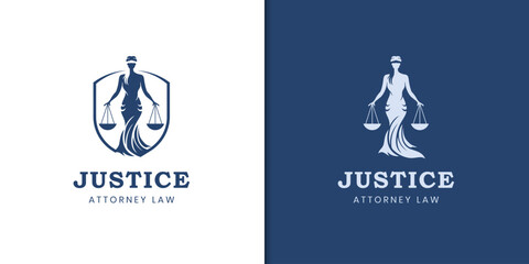 vintage Lady Justice Justitia Goddess Logo for Attorney and Law. Silhouette Law Firm Logo Design