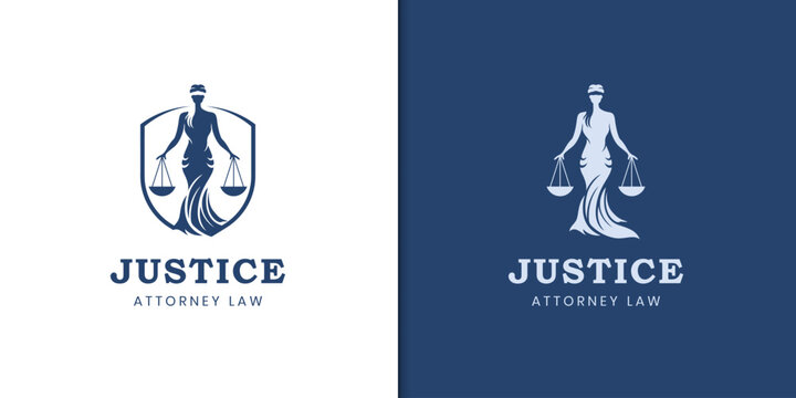 vintage Lady Justice Justitia Goddess Logo for Attorney and Law. Silhouette Law Firm Logo Design