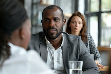 A man sitting at a table with a glass of water