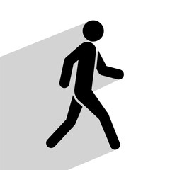 man walking, symbol or icon, black and white color, vector illustration 