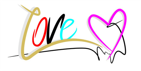 text love and brush strokes style 