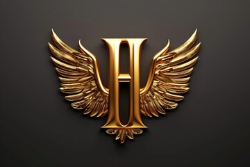 A striking image of a golden letter H with wings, perfect for graphic design projects