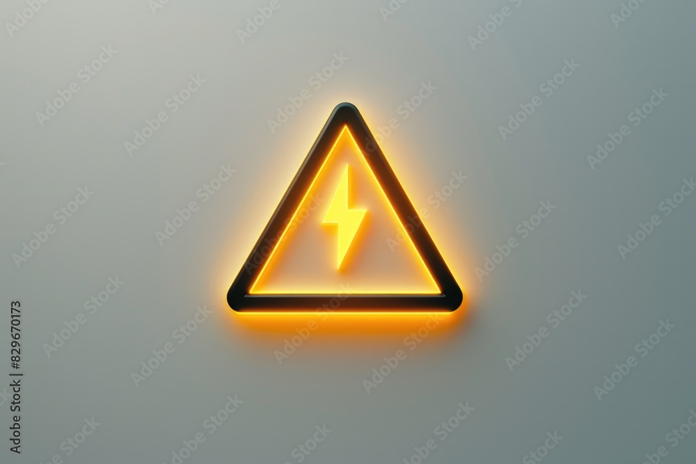 Aufkleber a yellow warning sign with a lightning symbol. suitable for illustrating caution or danger