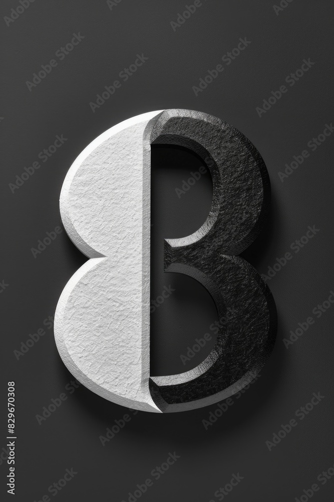 Poster simple black and white image of the letter b, suitable for various design projects