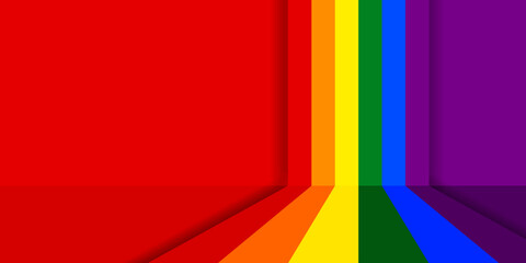 Rainbow Flag Shadow. Celebrate lgbt pride month with colorful rainbow pride background for banner, greeting card, poster, web banner, social media